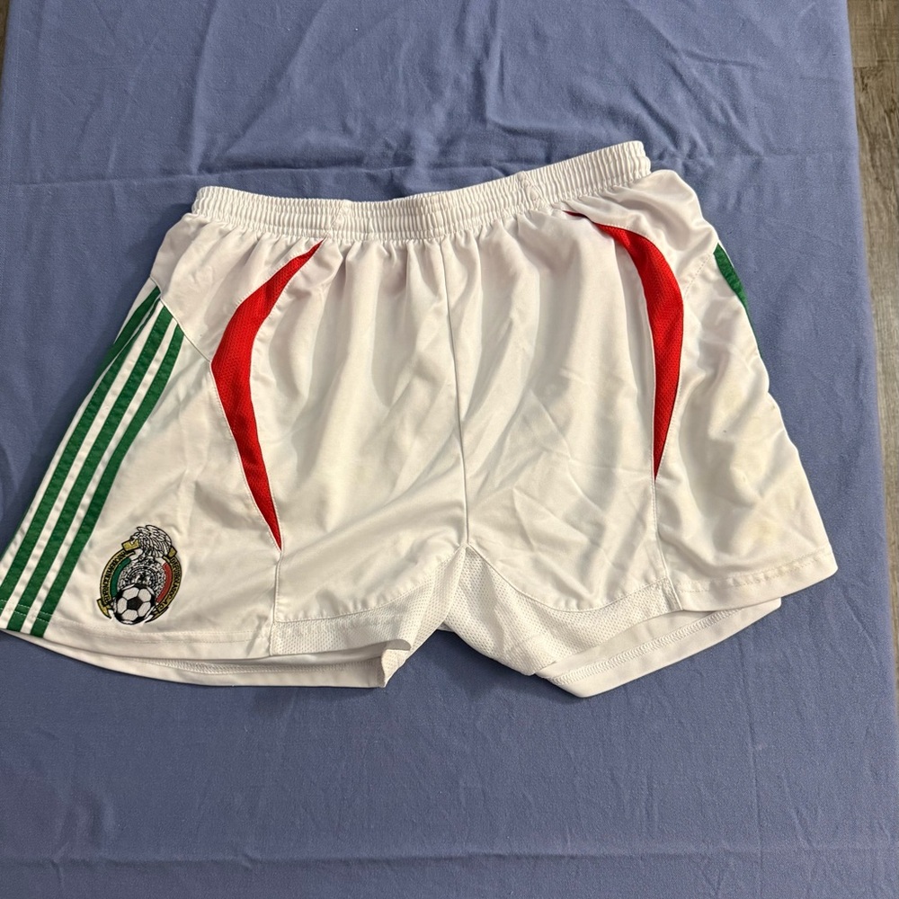 MEXICANA Athletic Shorts White and Red Performance Wear